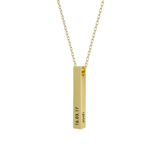 3D Engraved Bar Necklace - Personalized Elegance
