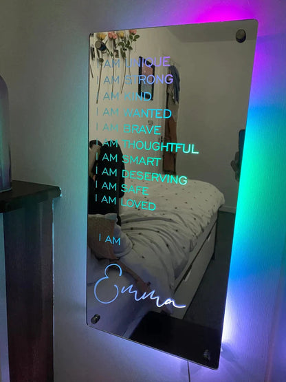 Oglindă de afirmații personalizabile 'I AM' – Afișați-vă propria motivație 