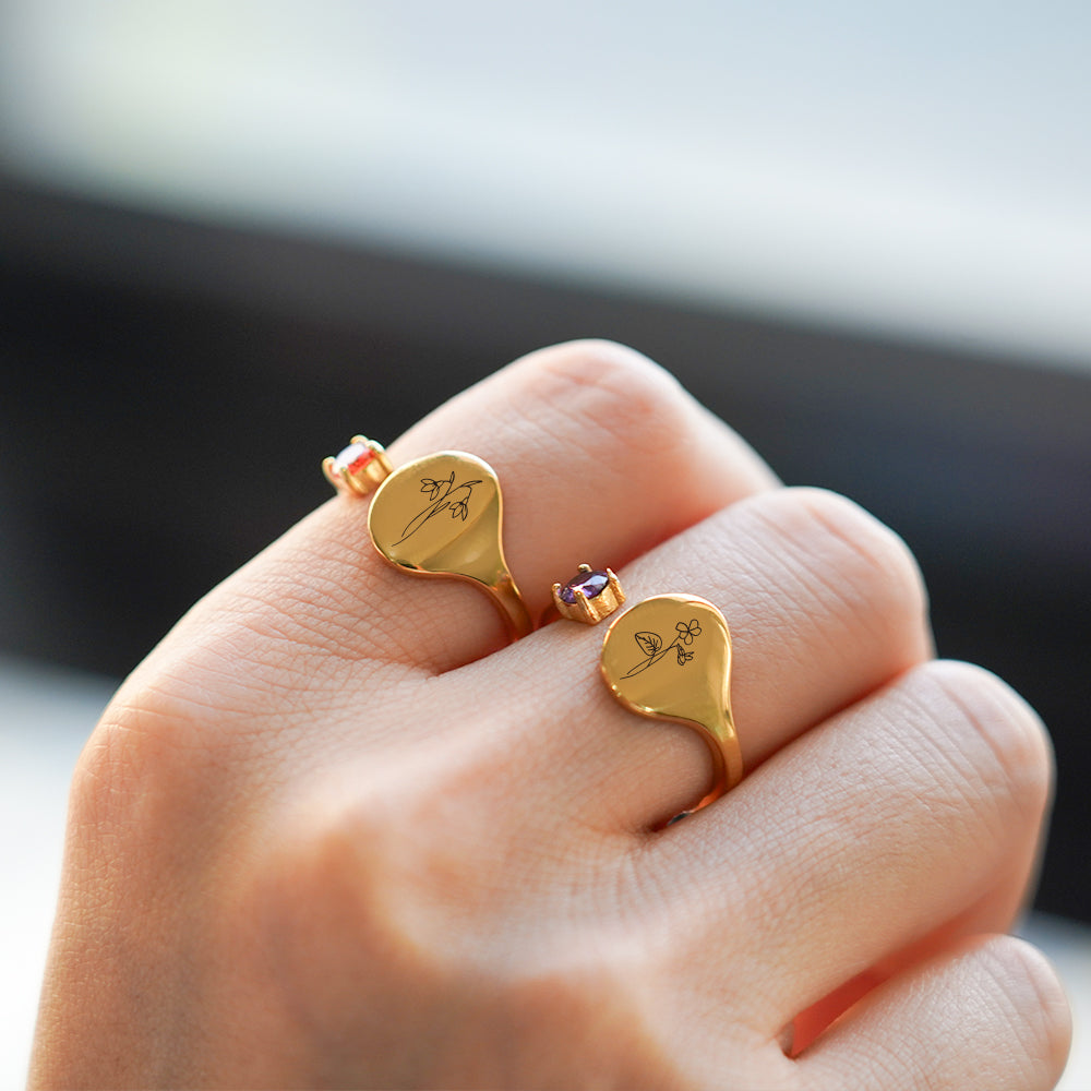 Anillo flor del mes de nacimiento